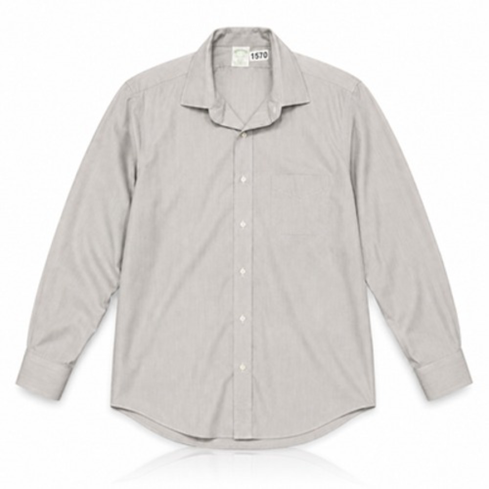 Brooks Brothers Mens 17 32/33 Gray Milano Slim Non Iron‎ Stretch Dress Shirt